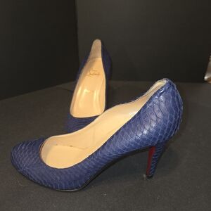 Christian Louboutin Blue Python Textured Heels